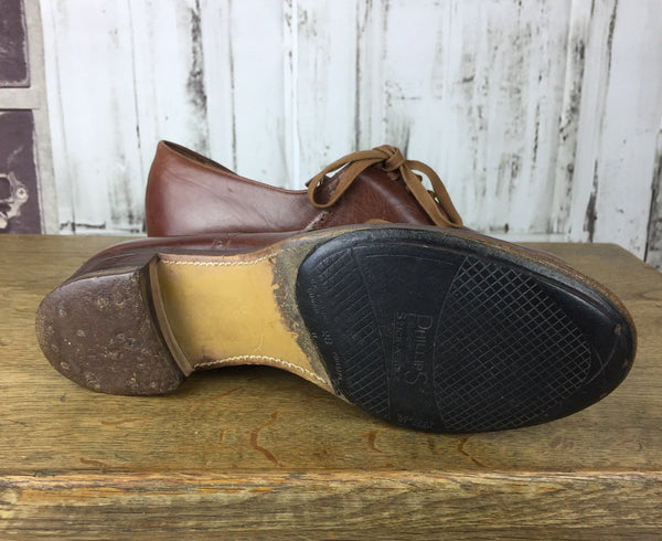 Original 1940s Clarks CC41 Utility Brown Oxford Leather Shoes