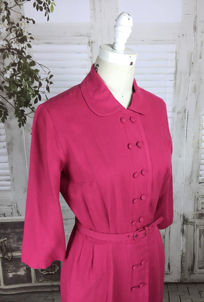 Original 1940s 40s Vintage Pink Wool Day Dress By Versatlier by Carol Crawford