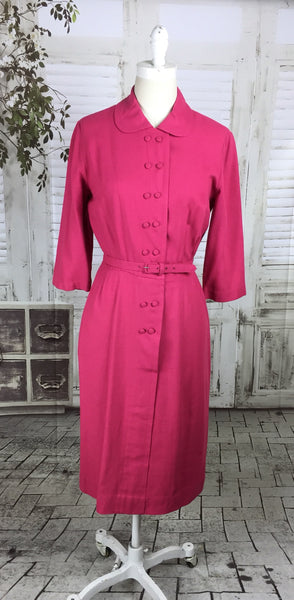 Original 1940s 40s Vintage Pink Wool Day Dress By Versatlier by Carol Crawford