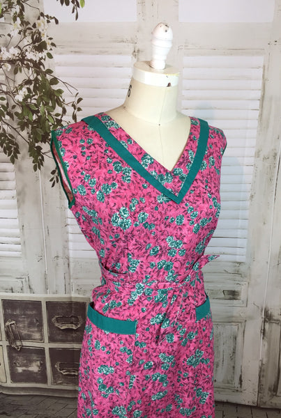 Original 1950s Vintage Pink And Green Housedress NICO