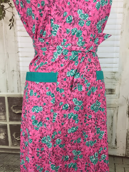 Original 1950s Vintage Pink And Green Housedress NICO