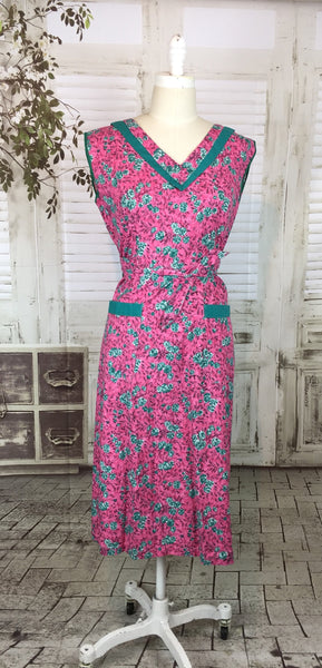 Original 1950s Vintage Pink And Green Housedress NICO