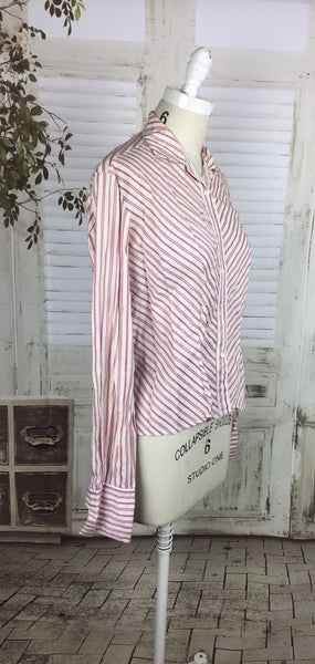 Original 1950s Vintage Pink And White Candy Stripe Blouse