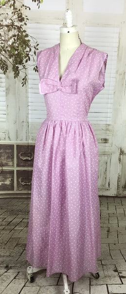 Original 1950s 50s Purple Dress With Flower Novelty Print
