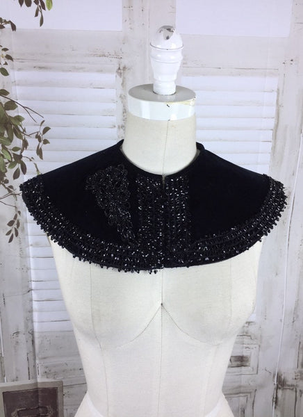 Original Victorian 1800s Capelet Collar With Jet Beads