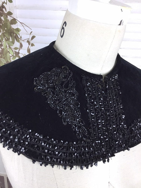Original Victorian 1800s Capelet Collar With Jet Beads