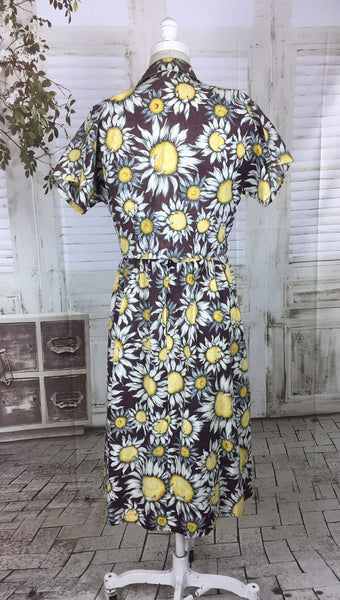 Original 1950s 50s Vintage Summer Flower Novelty Print Dress And Jacket Set Sunflower