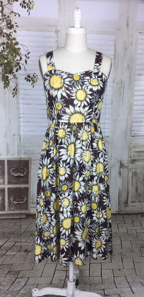 Original 1950s 50s Vintage Summer Flower Novelty Print Dress And Jacket Set Sunflower