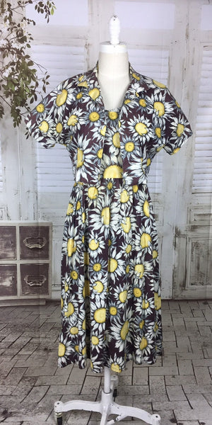 Original 1950s 50s Vintage Summer Flower Novelty Print Dress And Jacket Set Sunflower