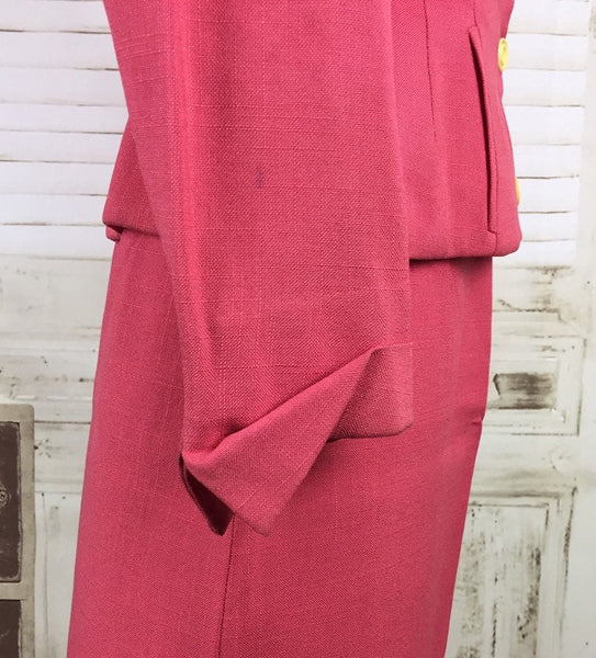 Original 1940s Petite Pink Vintage Summer Skirt Suit By Lady Renlyn