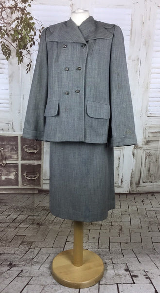 Original 1940s 40s Vintage Grey Check Double Breasted Swing Suit by Davids 