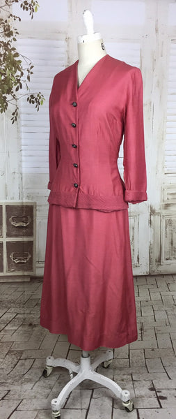 Original 1950s 50s Vintage Pink Silk Skirt Suit By Regina