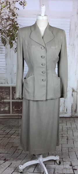 Original 1940s 40s Vintage Grey Gabardine Gab Western Skirt Suit