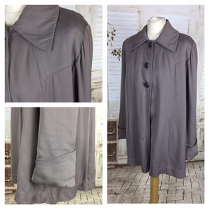 Original 1940s Vintage Volup Taupe Mauve Gabardine Swing Coat