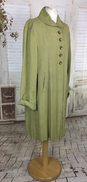 Original 1940s 40s Vintage Mustard Yellow Grey Check Swing Coat