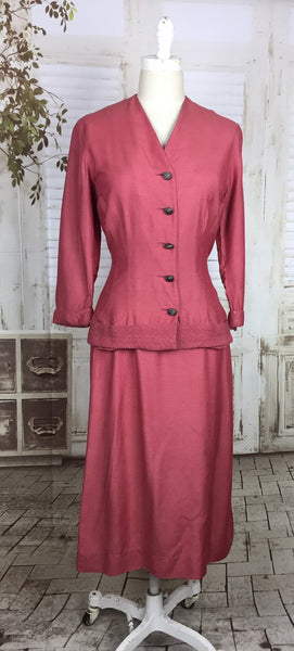 Original 1950s 50s Vintage Pink Silk Skirt Suit By Regina