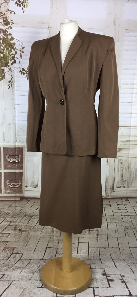 Original 1940s 40s Vintage Milk Chocolate Brown Gabardine Skirt Suit B ...