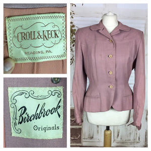 LAYAWAY PAYMENT 2 OF 2 - RESERVED FOR BECCA - PLEASE DO NOT PURCHASE - Original 1940s 40s Vintage Pink Gabardine Wool Jacket By Birchbrook