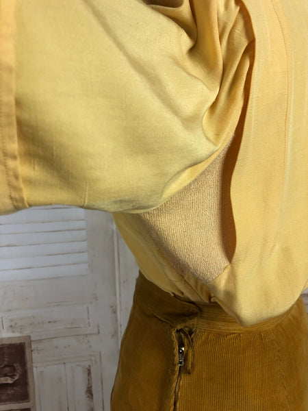 Original Vintage 1940s 40s Mustard Yellow Blouse With Vented Sides