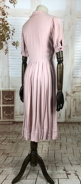 RESERVED FOR SENDI - PLEASE DO NOT PURCHASE - Original 1940s 40s Vintage Pastel Pink Day Dress With Fabulous Pleating