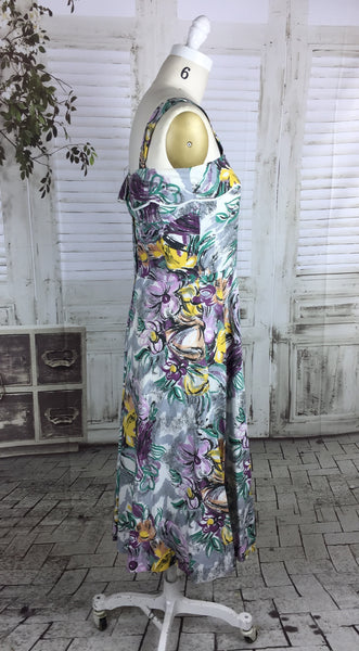Original 1950s Vintage Abstract Flower Print Summer Dress