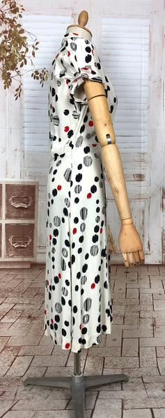 Fabulous Original 1940s Red Black And White Spotted Dress