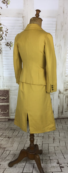 Original 1950s 50s Mustard Yellow Vintage Wool Petite Ladies Skirt Suit