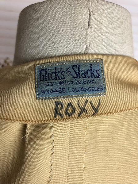 Original 1940s 40s Vintage Buttercream Collarless Blazer By Glick’s for Slacks
