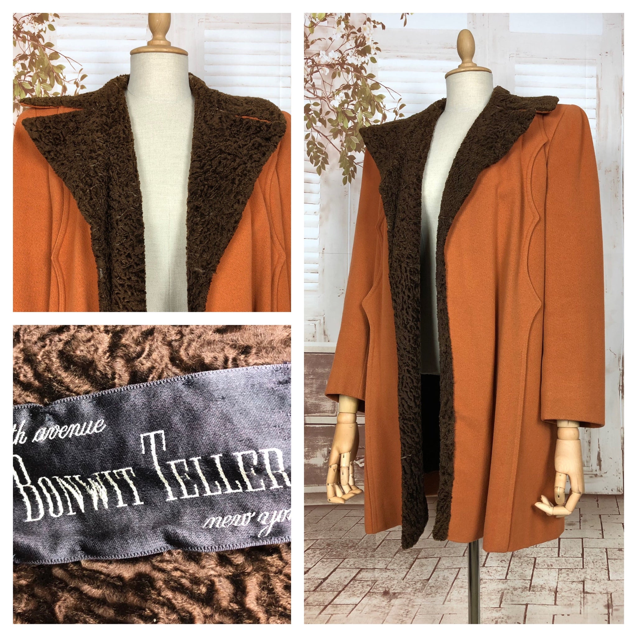 LAYAWY PAYMENT 2 OF 2 - RESERVED FOR MARS - PLEASE DO NOT PURCHASE - Stunning Original 1940s Vintage Pumpkin Orange And Astrakhan Swing Coat