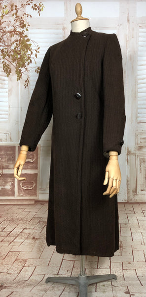 Magnificent Original 1930s Vintage Brown Puff Sleeve Wool Coat