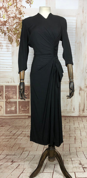 Super Sexy Original Vintage 1940s 40s Black Femme Fatale Dress