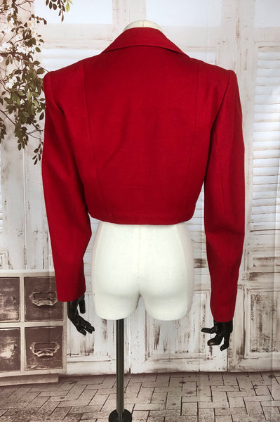 Original 1940s 40s Vintage Red Wool Cropped Ladies Jacket