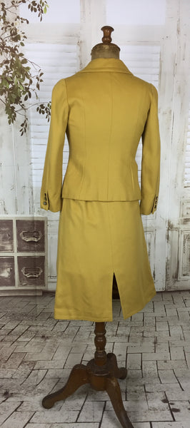 Original 1950s 50s Mustard Yellow Vintage Wool Petite Ladies Skirt Suit