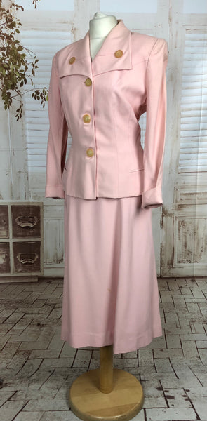 Original 1940s 40s Vintage Pastel Pink Summer Suit With Fabulous Button Details