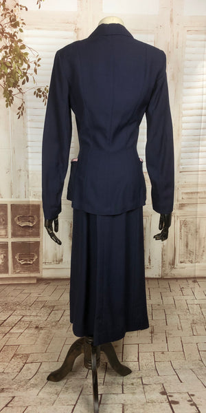 LAYAWAY PAYMENT 2 OF 2 - RESERVED FOR CHEY - Original 1940s 40s Vintage Navy Blue Cotton Summer Suit By Sacony Palm Beach