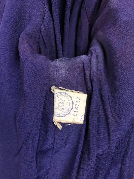 Original 1940s 40s Vintage Royal Purple Suit With Velvet Collar By Garfinckel