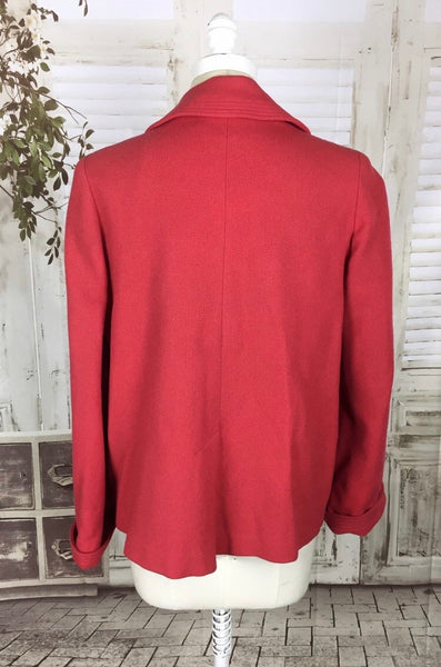 Original 1950s 50s Red Double Breasted Swing Coat With Glass Buttons By Nemco