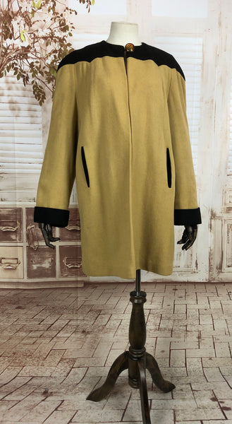 LAYAWAY PAYMENT 2 OF 2 - RESERVED FOR GILDA - Original 1940s 40s Vintage Mustard Yellow And Black Colour Block Coat