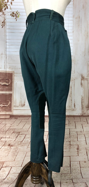 Fabulous Original Late 1940s 40s Vintage Bottle Green Elephant Ear Jodhpurs Riding Trousers