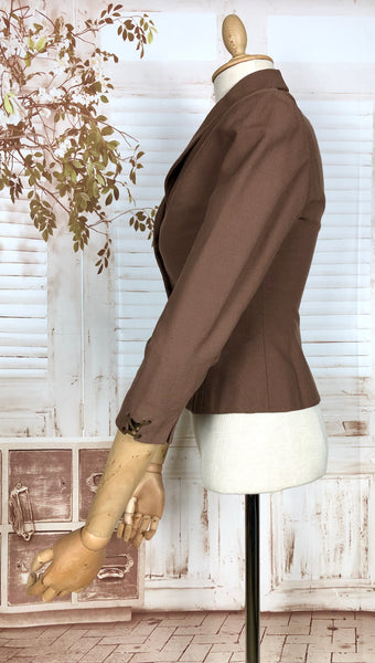 Sweet Original Late 1940s Vintage Brown Suit Jacket Blazer With Corset Details