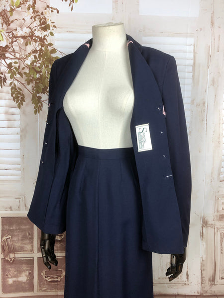 LAYAWAY PAYMENT 1 OF 2 - RESERVED FOR CHEY - Original 1940s 40s Vintage Navy Blue Cotton Summer Suit By Sacony Palm Beach