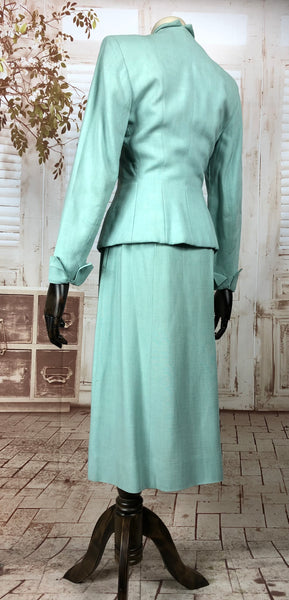 Amazing Original 1940s 40s Vintage Pale Aqua Blue Summer Suit