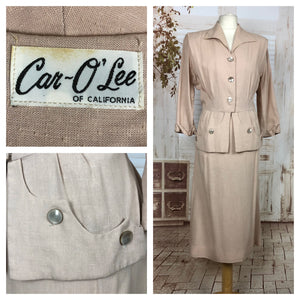 Original 1940s 40s Volup Vintage Summer Suit By Car-O’Lee Of California