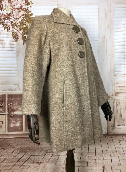 Gorgeous Original 1940s 40s Vintage Grey Swing Coat With Stunning Buttons