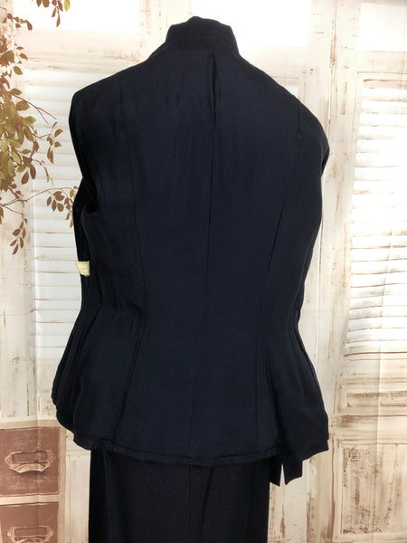 Original 1950s 50s Vintage Navy Blue Suit With Arrow Details and Amazing Collar By Buddy Bates