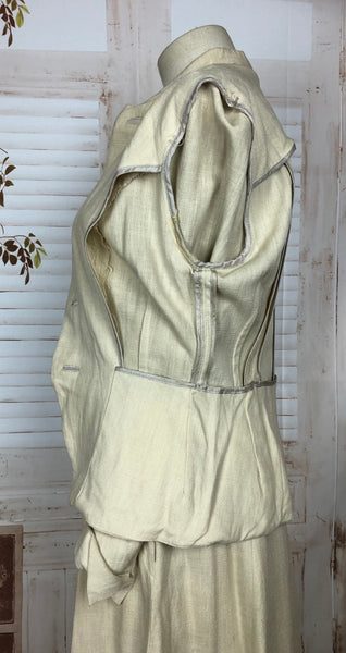 Gorgeous Late 1940s 40s Original Vintage Cream Linen Suit By Sportshire
