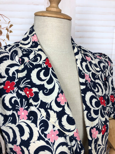 Fabulous Original 1930s 30s Vintage Printed Jacket With Puff Sleeves