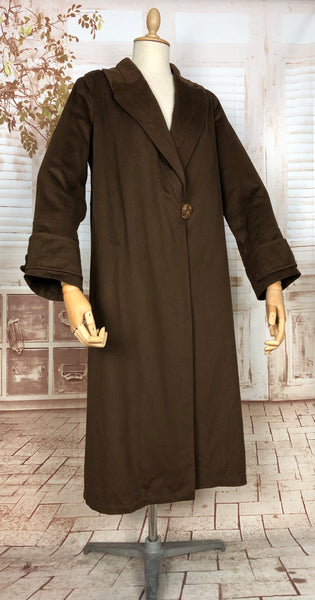 Exceptional 1920s Original Art Deco Chocolate Brown Geometric Flapper Coat