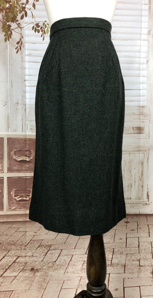 Original Vintage 1950s 50s Petite Teen Grey Green Skirt