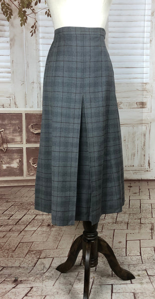RESERVED FOR LAURE - Original 1940s 40s Vintage Grey Wool Plaid Skirt Suit